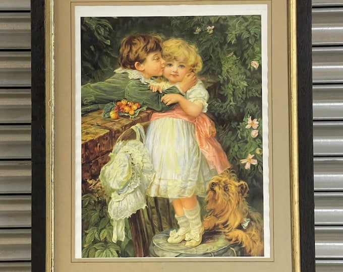 Vintage Framed & Glazed Pears Soap Advertising Print ‘Over The Garden Wall’ circa 1910