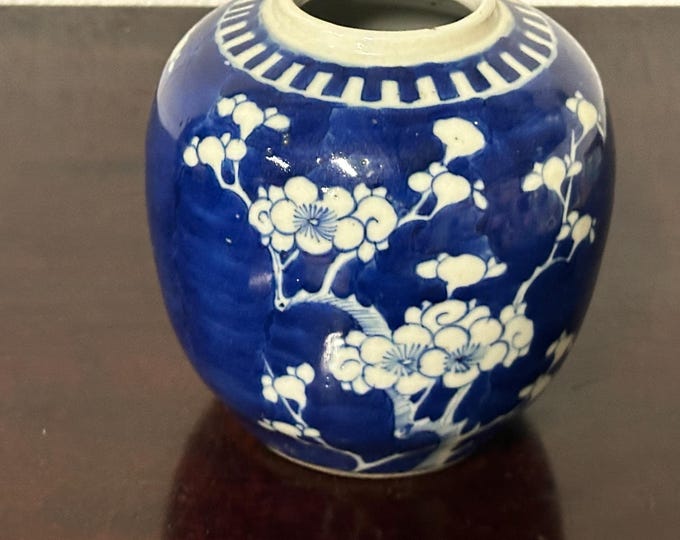 Chinese Blue Porcelain Ginger Jar Prunus Hawthorn Qing Period Late 19th Century