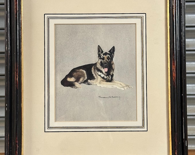 Lovely Watercolour Of A German Shepherd By The Scottish Artist Susan Berry