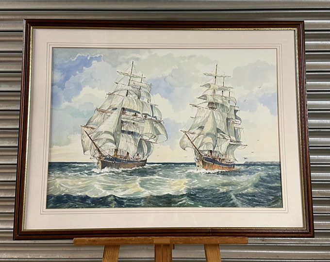 Original Watercolour Painting ‘Racing Clippers’ By Peter Harvey Graver