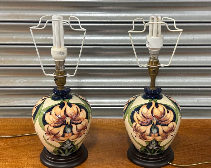 Pair of Moorcroft Anna Lily Table Lamp Bases – Designed by Nicola Slaney