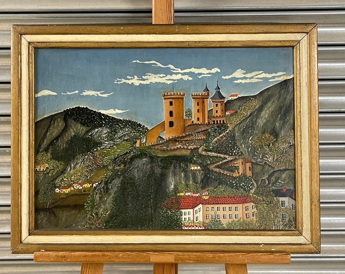 Original Oil Painting Of The Foix Castle, The Pyrenees, France By Firmin Maffre (1894-1983) and dated 1965