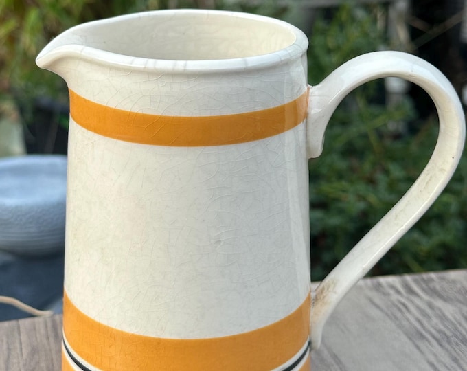 Vintage Sadler Pottery Jug – Yellow & Black Banding – Retro Kitchen Collectable