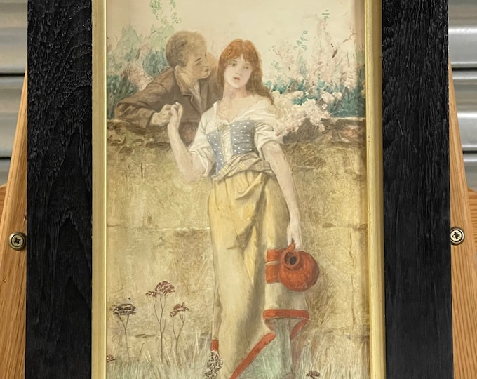 Lovely Original 19thC Antique Watercolour Of A Young Courting Couple By B Quick