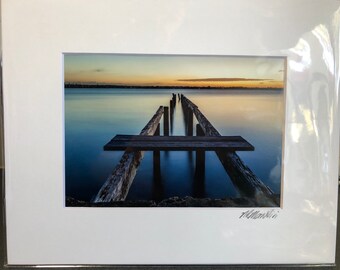 Matted Print | Old Cleveland Jetty |  6.5" x 4.5" print; 10"x8" white mount