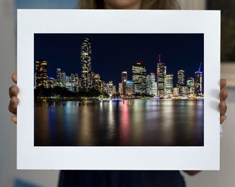 Matted Print | Brisbane City 2 | 6.5" x 4.5" print; 10"x8" white mount