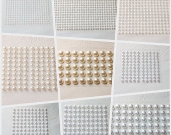 Ivory or White Flat Back Self Adhesive Pearls, Sizes available - 2mm, 3mm, 4mm, 5mm, 6mm, 8mm  or 10mm