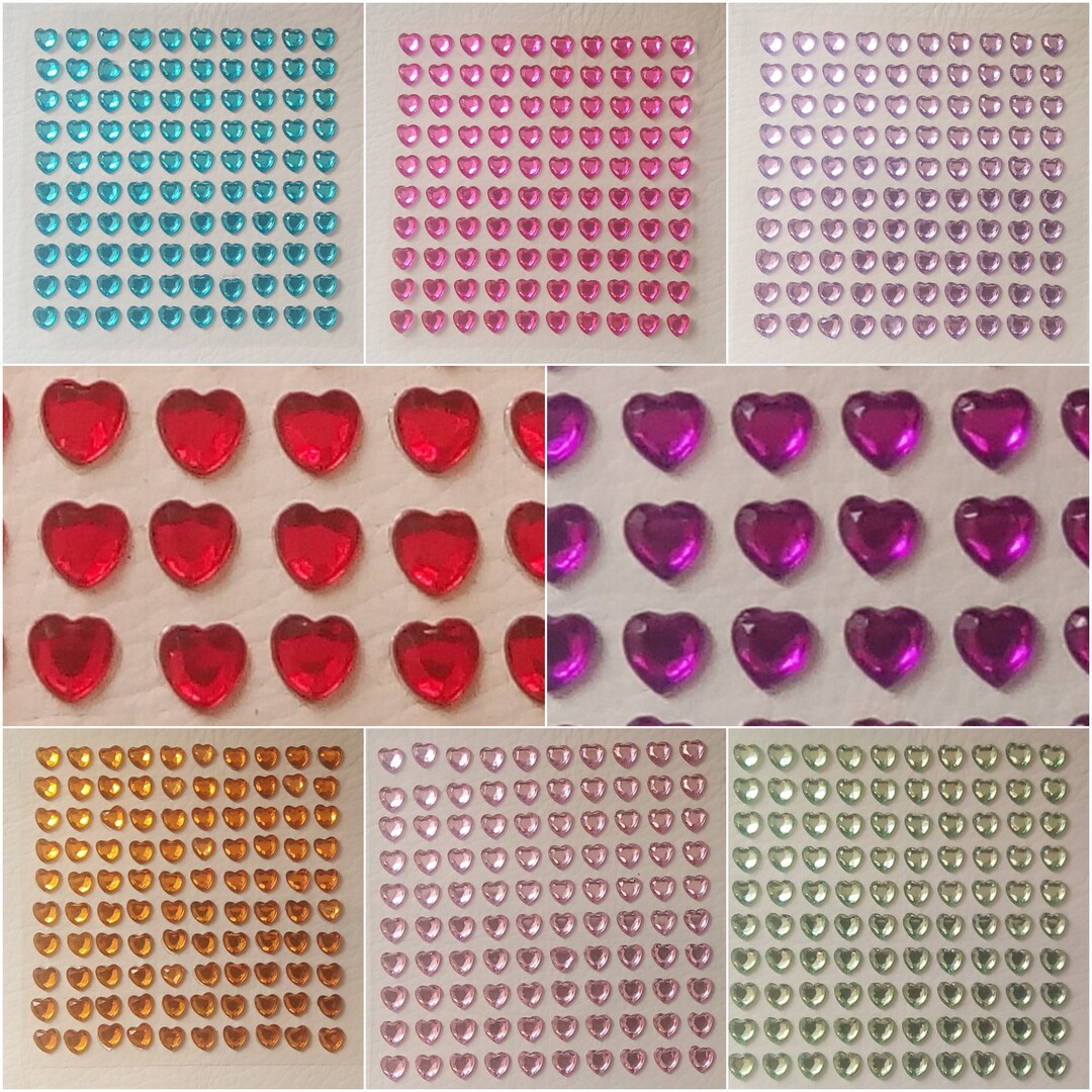 6mm Self Adhesive Love Hearts Rhinestone Stick on Flatback Etsy