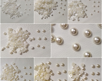 Ivory Flat Back Acrylic Pearls, Card Embellishments (3mm-14mm)