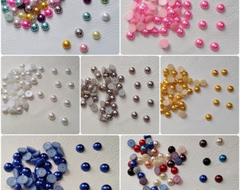 9mm Flat Back Half Round Pearls, Embellishments, Cabochons