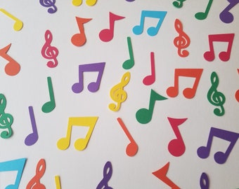 Music Party Confetti - Rainbow - Set of 120 - Musical Notes Confetti - Music Party Decor - Table Scatter