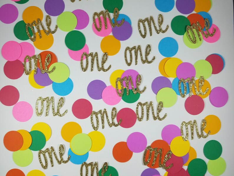 First Birthday Confetti Rainbow One Confetti Set of 120 Circle Confetti Party Decor Table Confetti Confetti Party image 3