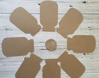 Mason Jar Die Cuts - Set of 40 - Kraft Paper - Tags - Place Cards - Wish Tree - Rustic - Country