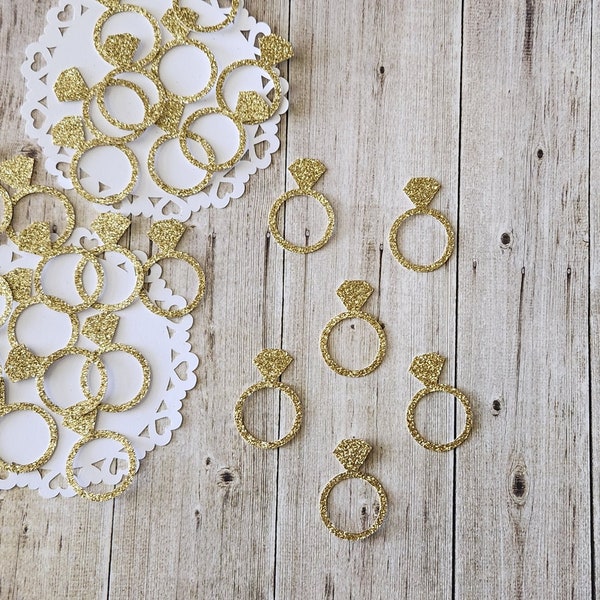 Engagement Ring Confetti - Gold - Bridal Shower Confetti - Set of 25 - Table Confetti - Party Decor - Wedding Confetti