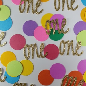 First Birthday Confetti  Rainbow - One Confetti - Set of 120 - Circle Confetti - Party Decor - Table Confetti - Confetti Party