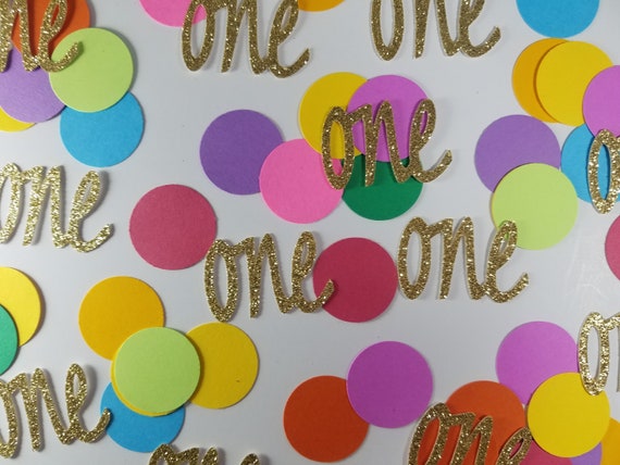 First Birthday Confetti Rainbow - One Confetti - Set of 120 - Circle Confetti - Party Decor - Table Confetti - Confetti Party Il_570xn