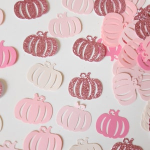 Little Pumpkin Confetti - PINK GLITTER - Set of 100 - Little Pumpkin Party - Party Decor