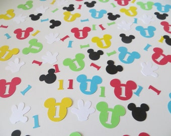 First Birthday Mickey Mouse Clubhouse Confetti - Set of 220 - Handmade - Table Confetti - Party Decor - Mickey Mouse Shapes