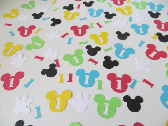 First Birthday Mickey Mouse Clubhouse Confetti - Set of 220 - Handmade - Table Confetti - Party Decor - Mickey Mouse Shapes Il_570xn