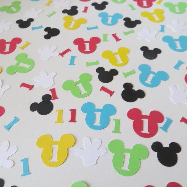 First Birthday Mickey Mouse Clubhouse Confetti - Set of 220 - Handmade - Table Confetti - Party Decor - Mickey Mouse Shapes