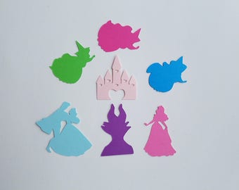 Sleeping Beauty Confetti - Once Upon a Dream - Set of 140 - Party Decor - Fairy Godmother - Princess Aurora - Castle - Maleficent