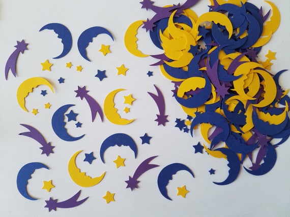 Moon and Stars Confetti Brights - Set of 270 - Celestial Confetti - Over the Moon - Showers - Handmade- Party Decor Il_570xn