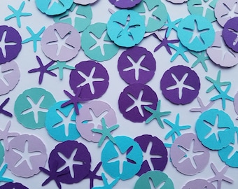Sand Dollar and Starfish Confetti - Mermaid Colors - Set of 240 - Beach Wedding - Nautical Party - Party Decor - Table Decor