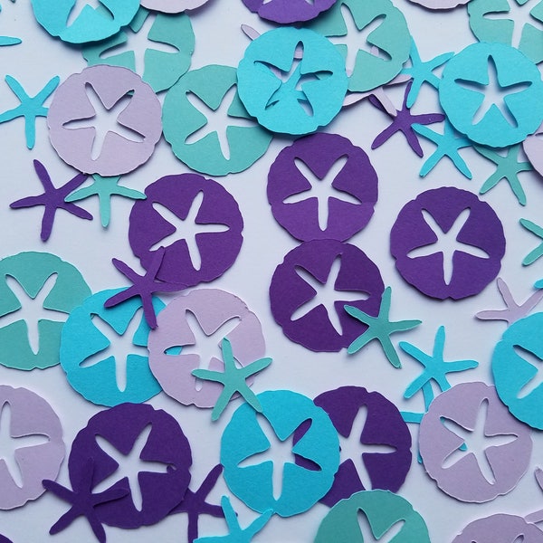 Sand Dollar and Starfish Confetti - Mermaid Colors - Set of 240 - Beach Wedding - Nautical Party - Party Decor - Table Decor