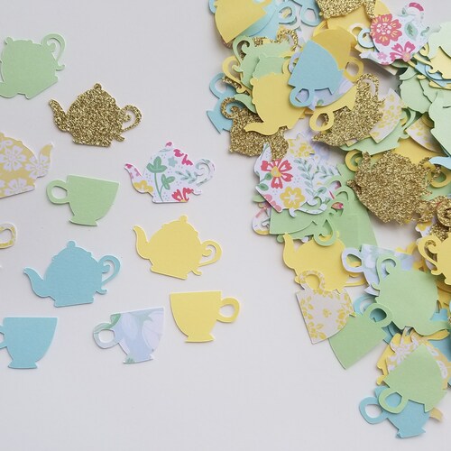 Tea Party Confetti Watercolor Floral Set of 135 Teapot Etsy
