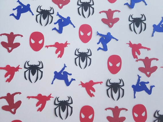 Spiderman Confetti - Set of 100 - Avengers, Superhero, Spiderman Party, Party Decor Il_570xn