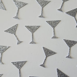 Martini Glass Confetti - Silver - Bridal Shower Confetti - Set of 50 - Table Confetti - Party Decor -  Engagement Party - Bachelorette Party
