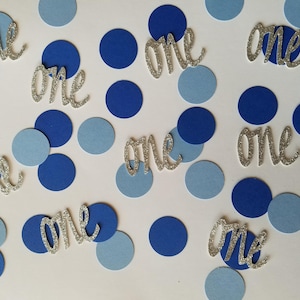 First Birthday Confetti - One Confetti - Blue & Silver - Set of 120 - Baby Boy - Party Decor - Little Prince