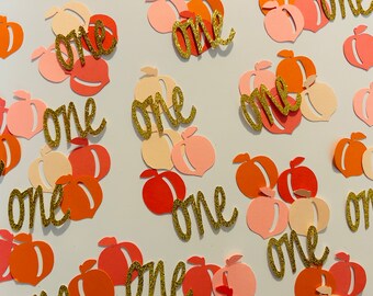 First Birthday Confetti  Peaches Confetti - One Confetti - Set of 120 - One Sweet Peach - Sweet As A Peach - Table Confetti