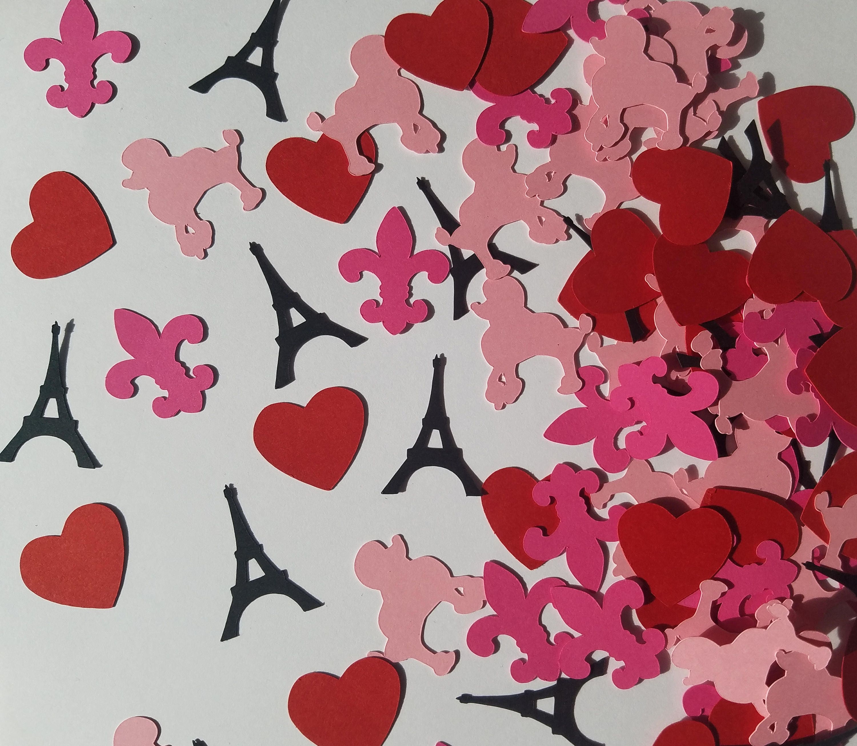 Paris Themed Confetti Set of 100 Paris Party Eiffel Tower Poodle Fleur De Lis Party Decor
