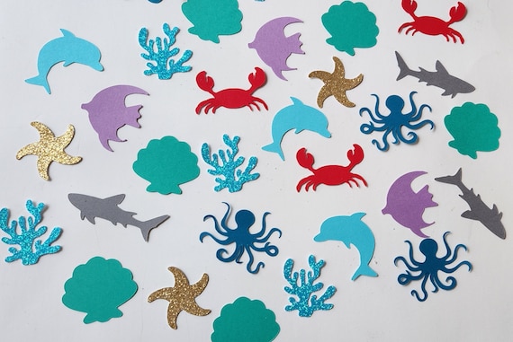 Under the Seas Confetti - Nautical Confetti - Ocean Life Confetti - Set of 120 - Party Decor - Table Confetti - Nautical Party Il_570xn