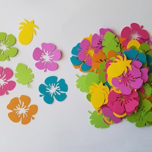 Luau Confetti Brights - Set of 100 - Luau Party - Hawaiian Party - Hibiscus - Pineapple - Palm Leaf - Party Decor - Table Confetti