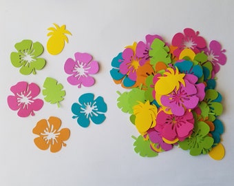 Luau Confetti Brights - Set of 100 - Luau Party - Hawaiian Party - Hibiscus - Pineapple - Palm Leaf - Party Decor - Table Confetti