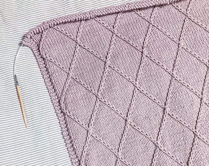 Pattern / Knitting Pattern / Blanket Knitting Pattern / Easy Beginner Blanket Knitting Pattern / Easy Diamond Blanket Knitting Pattern