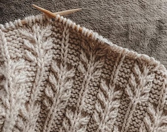 Brae Winds Blanket Knitting Pattern: Textured Cable Knit (PDF Pattern)