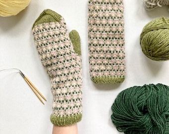 Mitten Knitting Pattern / Adult Mittens Knitting Pattern / Adult Mitts Knitting Pattern / Kids Mitts/Mountain Thyme Mittens Knitting Pattern