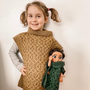 Cable Knit Child Poncho Knitting Pattern / Baby & Doll Sizes Knitting Pattern / Baby Shower Gift Idea /Charlotte Poncho Knitting Pattern PDF
