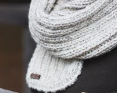 Oversized Wool Blend Chunky Knit Scarf  |  True North Scarf in Grain