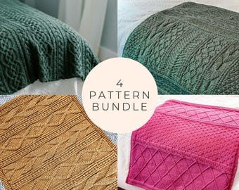Cozy Blanket Knitting Pattern Bundle: Beginner to Intermediate (4 PDF Patterns)