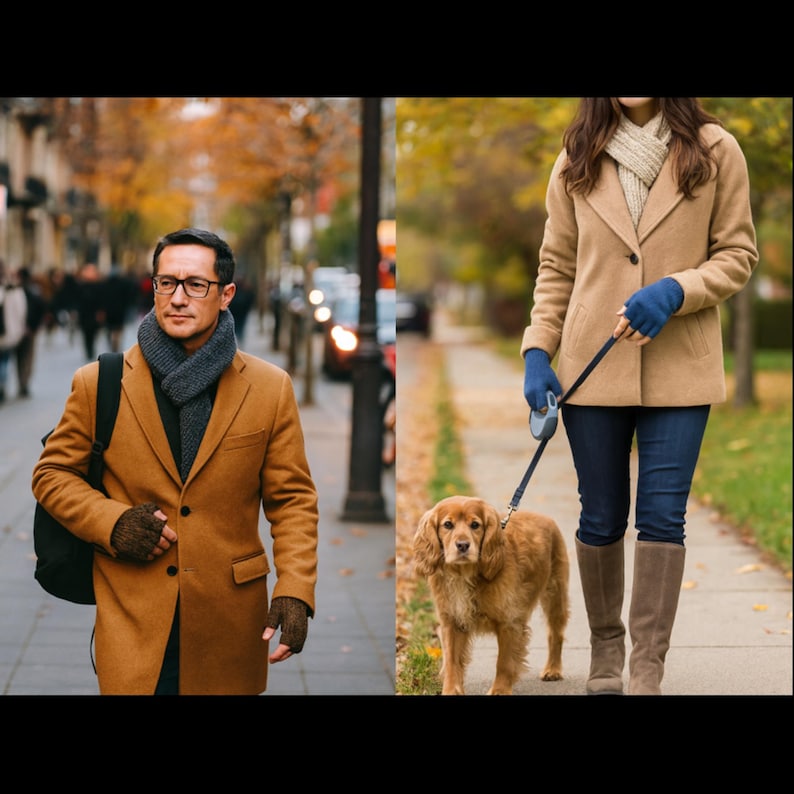 kyaoayo Guanti senza dita, in lana di alpaca, guanti senza dita, unisex, morbidi e soffici, touch screen., Nero , Taglia unica