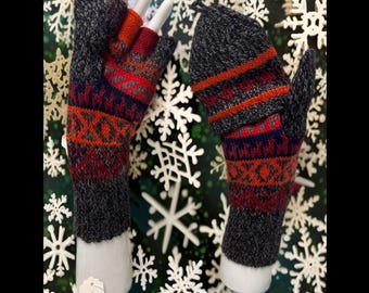 Handmade Alpaca Knit Glittens: Fingerless Mitten Hybrid