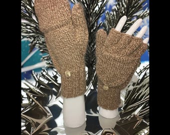 Handmade Alpaca Glittens: Fingerless Gloves with Mitten Flap