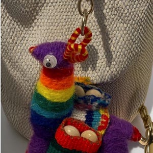 Alpaca/Llama Key Chain, Handcrafted 100% Alpaca Yarn with Peruvian Knit Pouches, Great for Animal Lovers, Friends, Backpacks, Purses, Gifts!