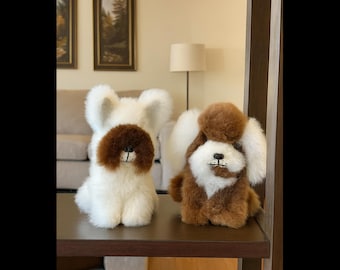 Handcrafted Alpaca Griffon Spaniel Puppy Plush: Collectible Dog Lover Gift