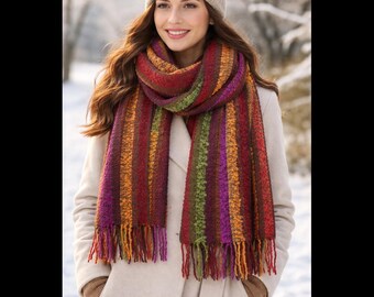 Wide Alpaca Bouclé Scarf, Soft Lightweight Fall & Winter Accessory, Heirloom Quality Gift
