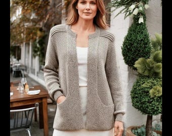 Peplum Sweater, Alpaca Wool Women Pullover, Natural White Knit